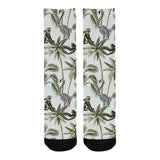 Monkey sloth lemur palm trees pattern Crew Socks