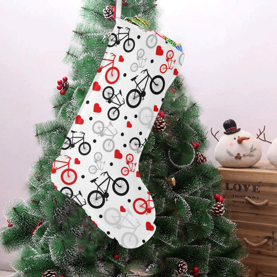 Bicycle Pattern Print Design 04 Christmas Stocking