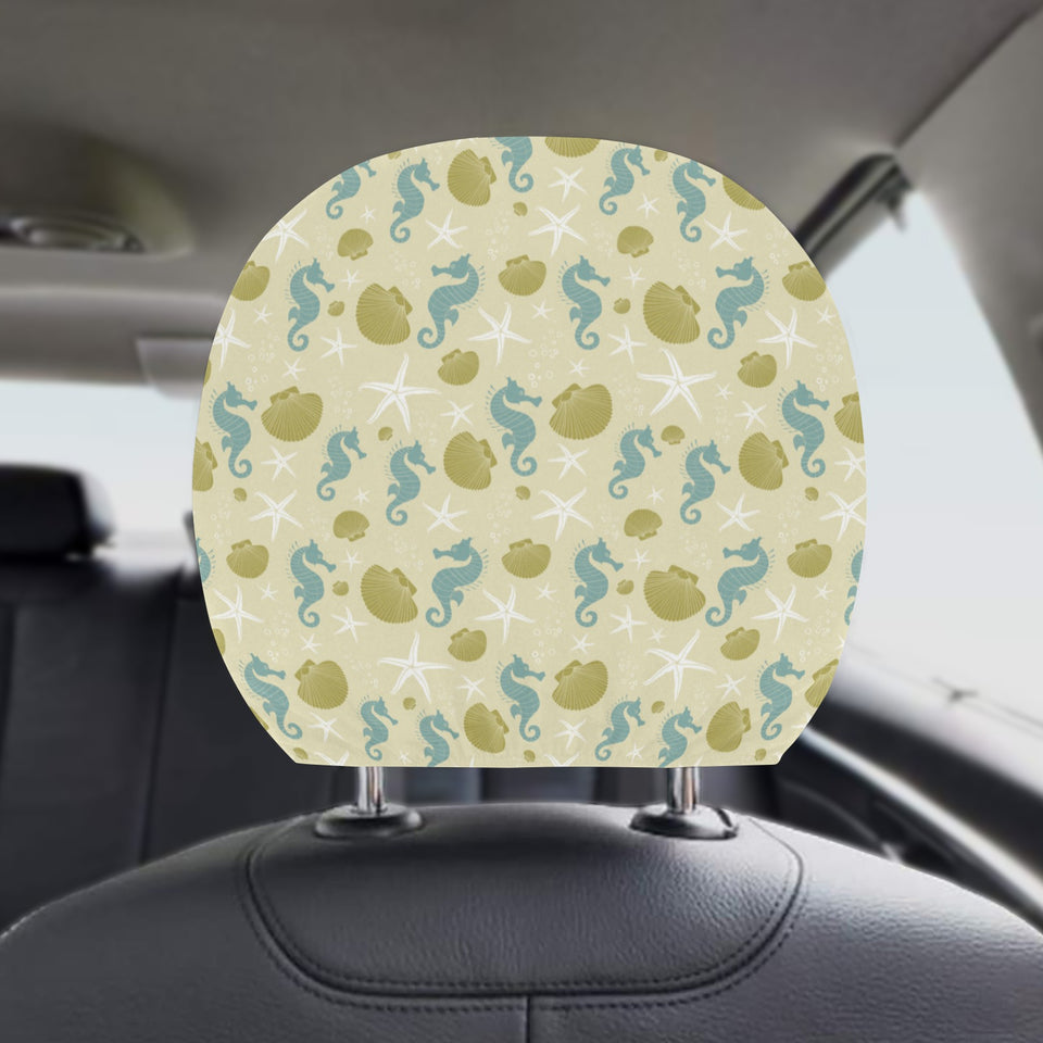 Seahorse shell starfish pattern background Car Headrest Cover