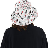 Cool rooster chicken cock floral ornament backgrou Unisex Bucket Hat