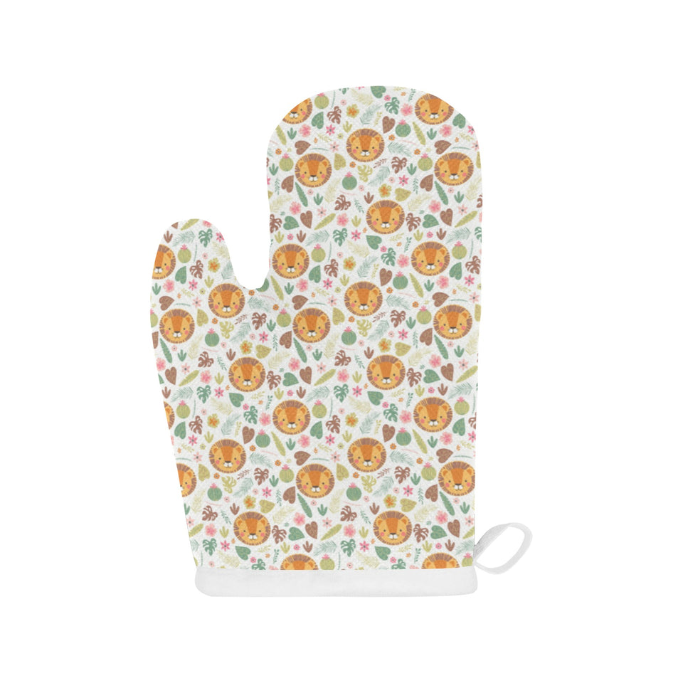 Lion Pattern Print Design 04 Heat Resistant Oven Mitts