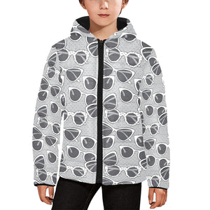 Sun Glasses Pattern Print Design 04 Kids' Boys' Girls' Padded Hooded Jacket