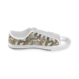 Monkey tropical leaves background Men's Low Top Canvas Shoes White