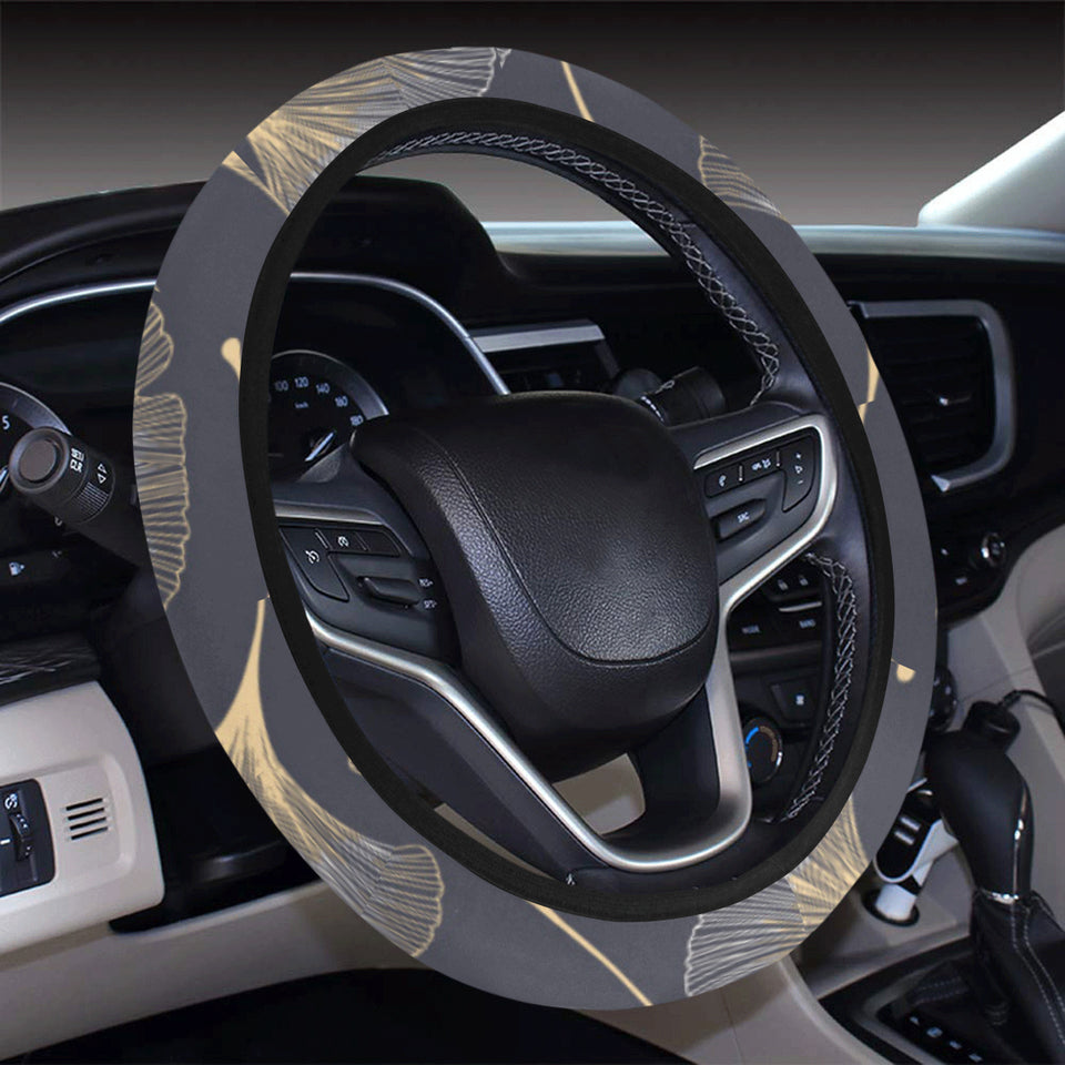 Gold ginkgo leaves Car Steering Wheel Cover