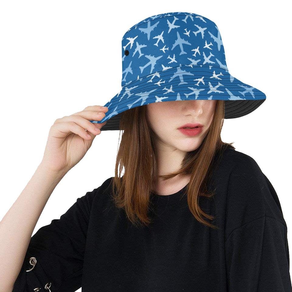Airplane pattern in the sky Unisex Bucket Hat