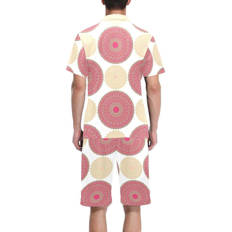 Circle indian pattern Men's V-Neck Short Pajama Set