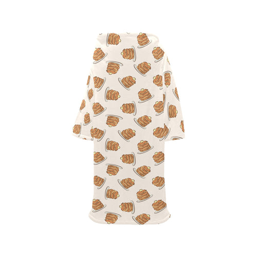 Pancake Pattern Print Design 01 Blanket Robe with Sleeves