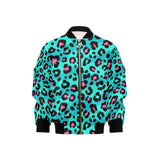 Green leopard skin print pattern Kids' Boys' Girls' Bomber Jacket