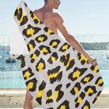 Gray Leopard print pattern Beach Towel