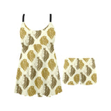 Lion Pattern Print Design 02 Chest Sexy Pleated Two Piece Swim Dress
