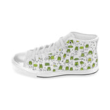 Sketch funny frog pattern Women's High Top Canvas Shoes White