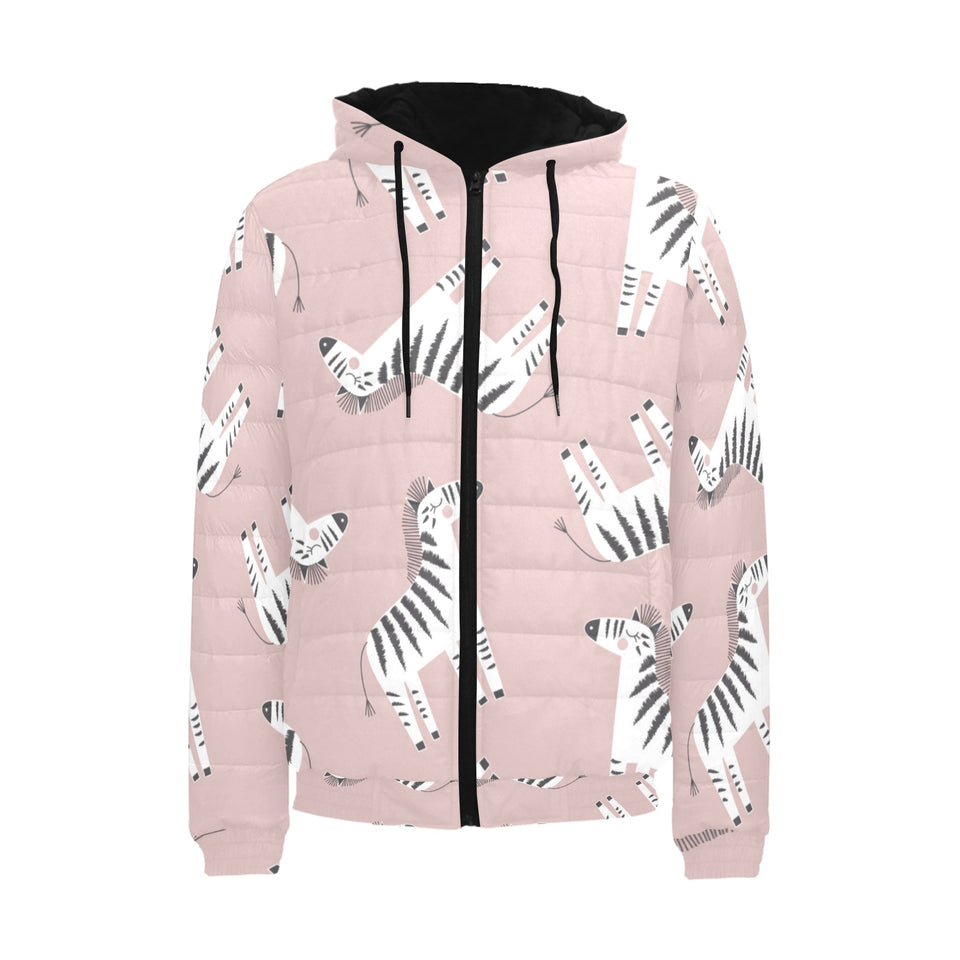 Cute zebra pattern Men's Padded Hooded Jacket