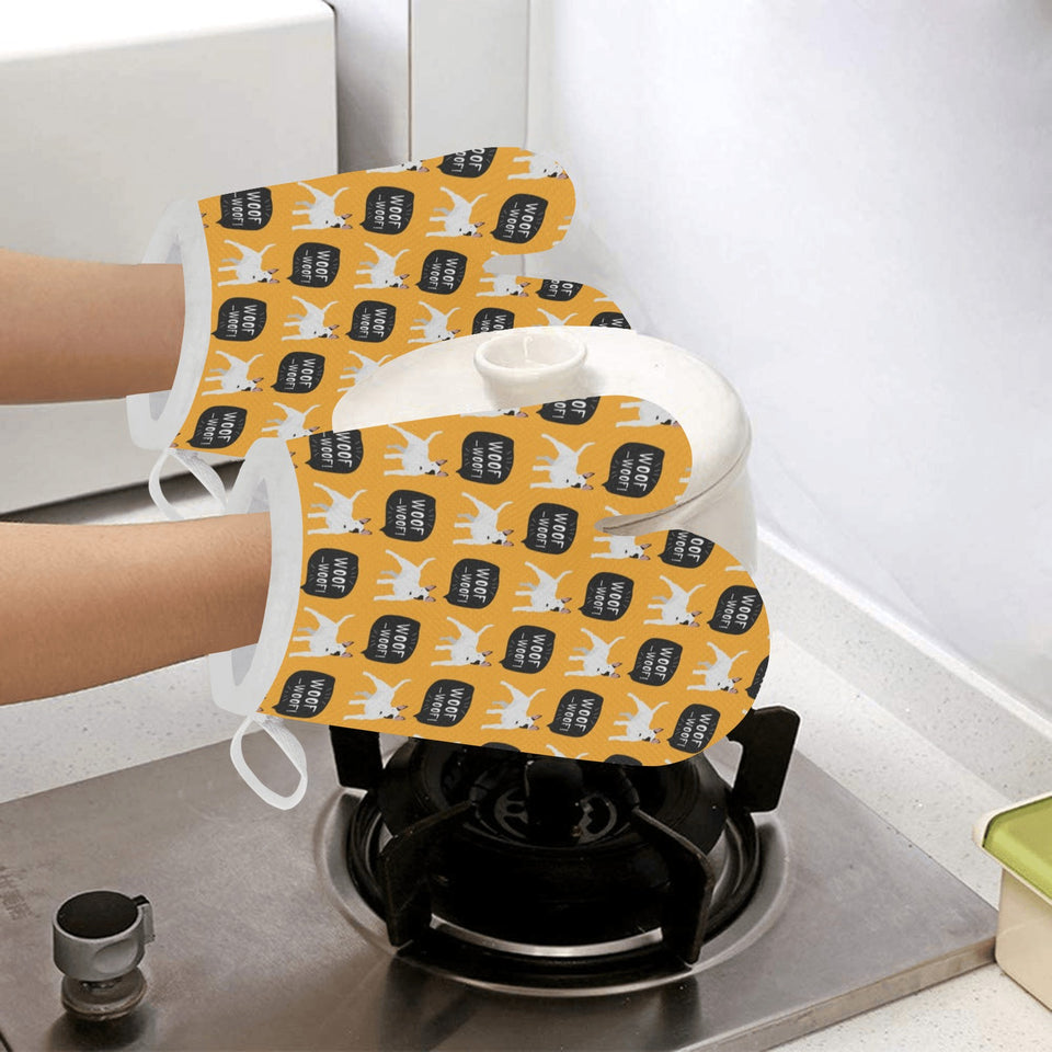 Bull Terrier Pattern Print Design 03 Heat Resistant Oven Mitts