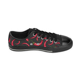 Chili peppers pattern black background Men's Low Top Canvas Shoes Black