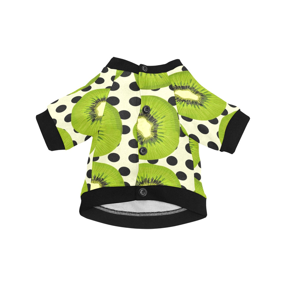 kiwi black dot background All Over Print Pet Dog Round Neck Fuzzy Shirt