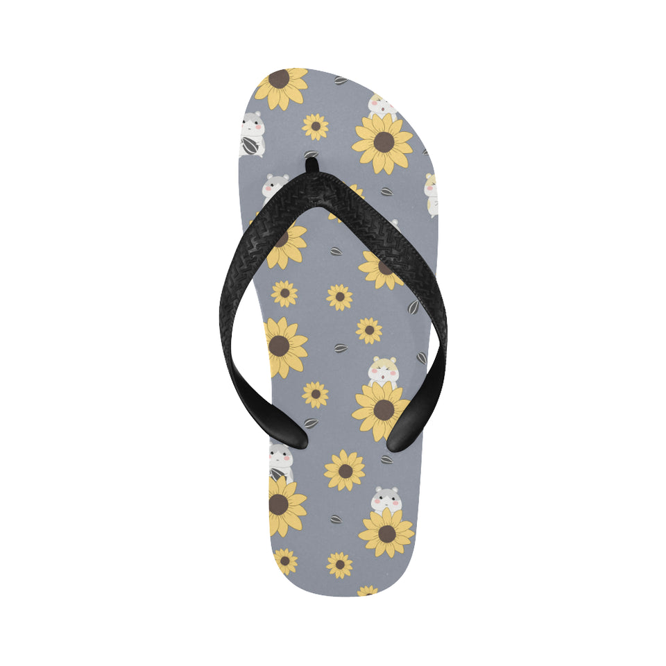 Cute hamster sunflower pattern background Unisex Flip Flops