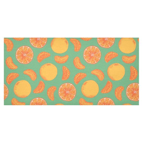 orange fruit pattern green background Tablecloth