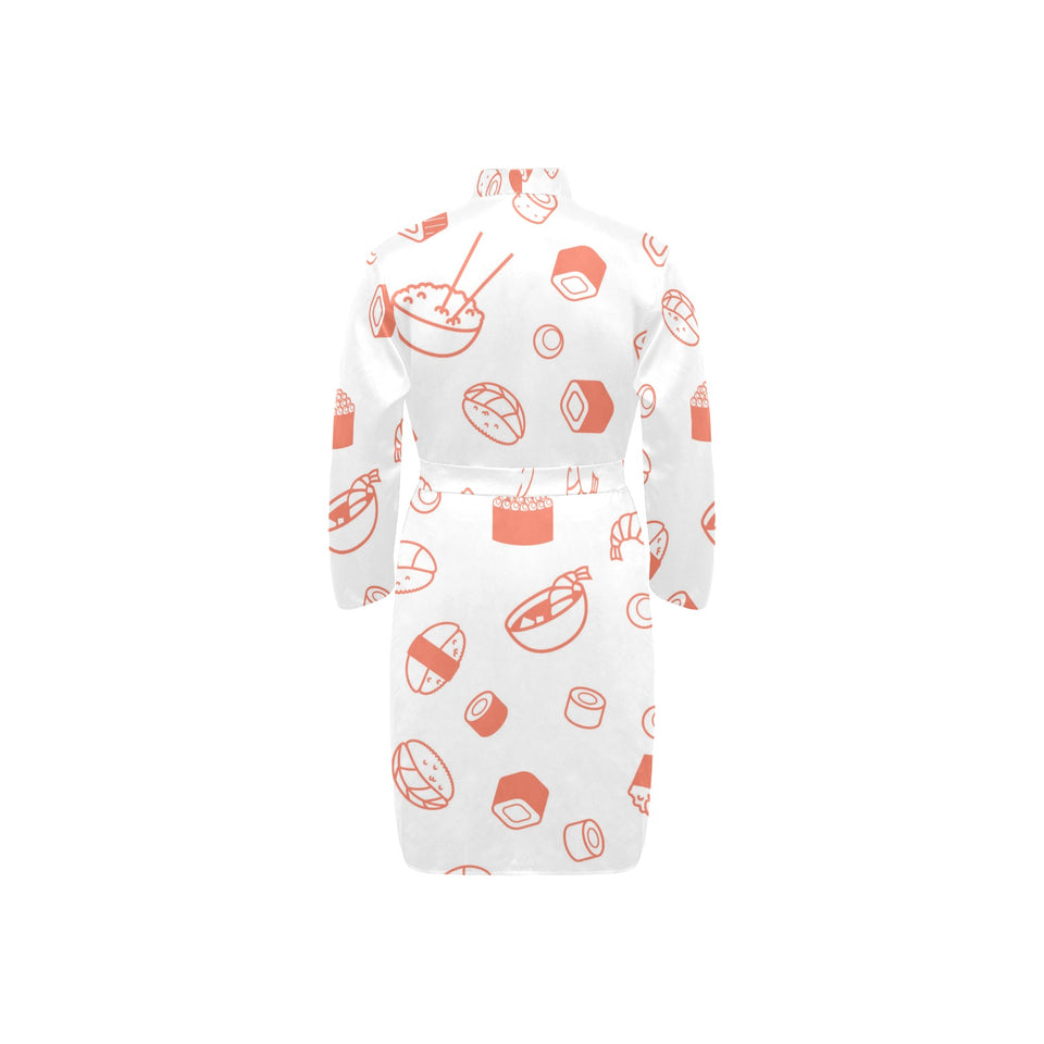 Sushi pattern Men's Long Sleeve Belted Night Robe