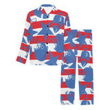 American football ball star stripes pattern Men's Long Pajama Set