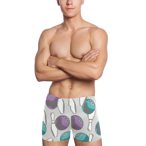 Bowling ball and pin gray background Men's Swimming Trunks