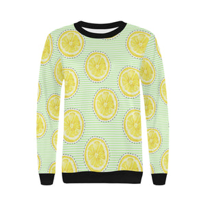 slice of lemon pattern Women's Crew Neck Sweatshirt