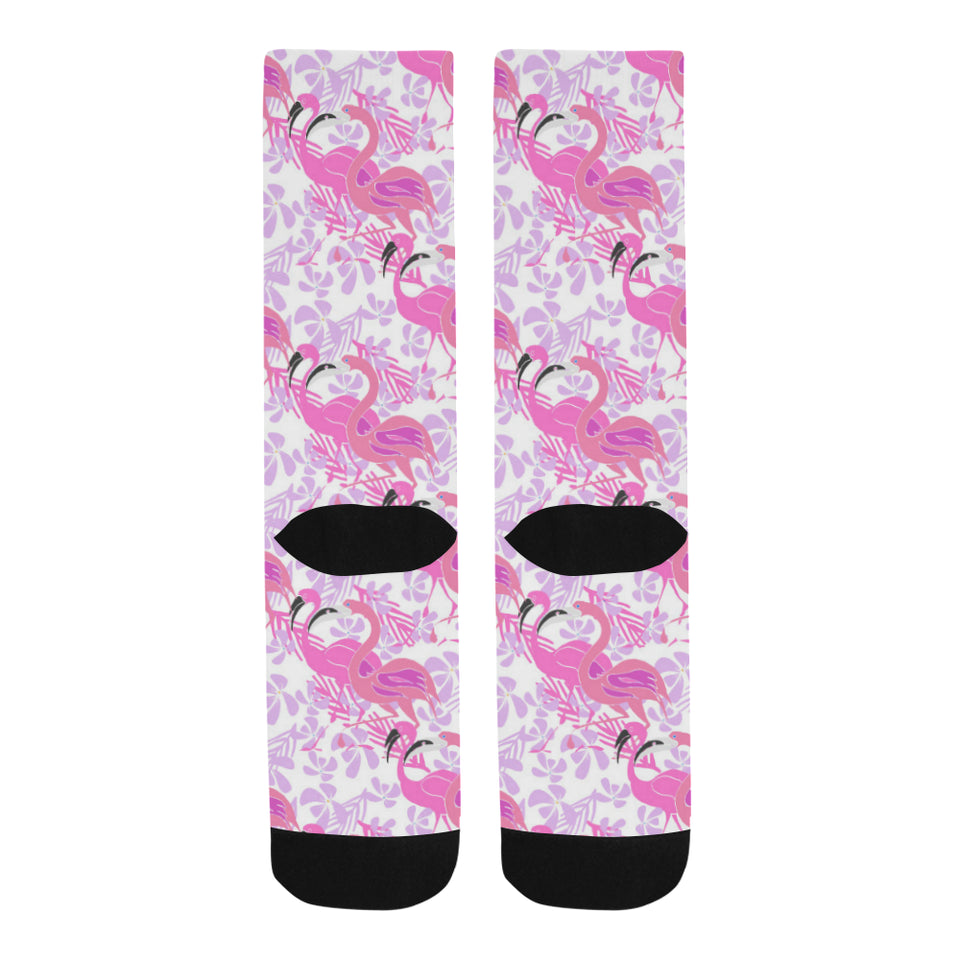 Pink flamingo flower pattern Crew Socks