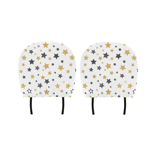 hand drawn gold black star pattern Car Headrest Cover