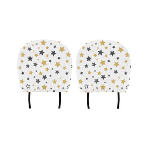 hand drawn gold black star pattern Car Headrest Cover