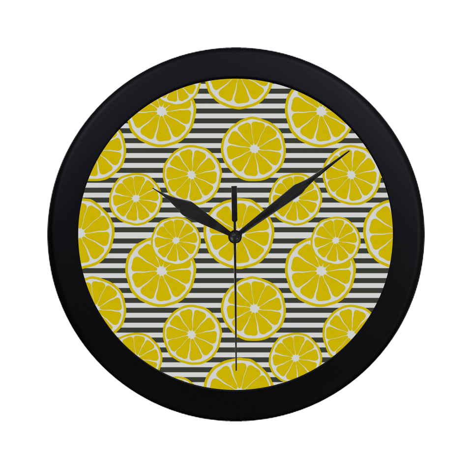 slice of lemon design pattern Elegant Black Wall Clock
