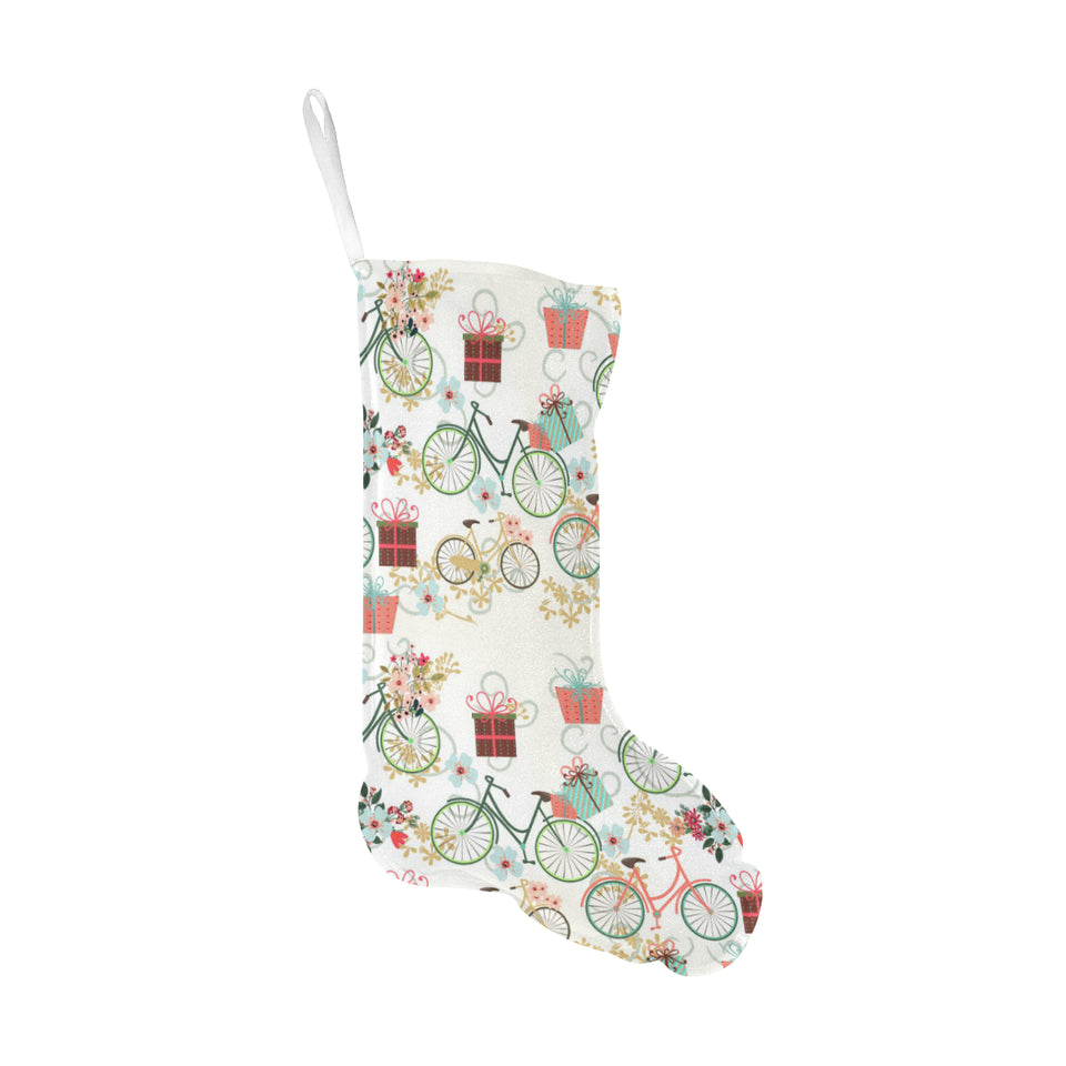 Bicycle Pattern Print Design 05 Christmas Stocking
