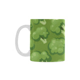 Broccoli pattern green background Classical White Mug (Fulfilled In US)