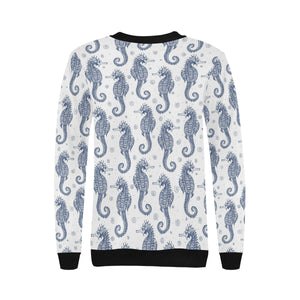 Seahorse pattern background Women's Crew Neck Sweatshirt