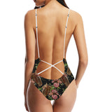 Horse head wild roses pattern Women's One-Piece Swimsuit