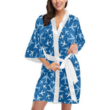 Airplane pattern in the sky Women's Short Kimono Robe