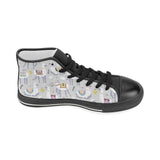 Cute Llama Alpaca pattern Women's High Top Canvas Shoes Black