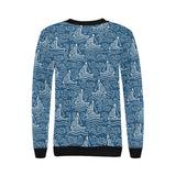 Hand drawn sailboat pattern Women's Crew Neck Sweatshirt