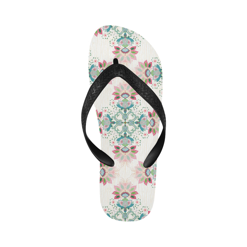 Square floral indian flower pattern Unisex Flip Flops