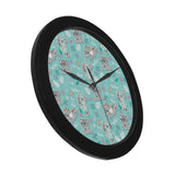 Cute koalas blue background pattern Elegant Black Wall Clock