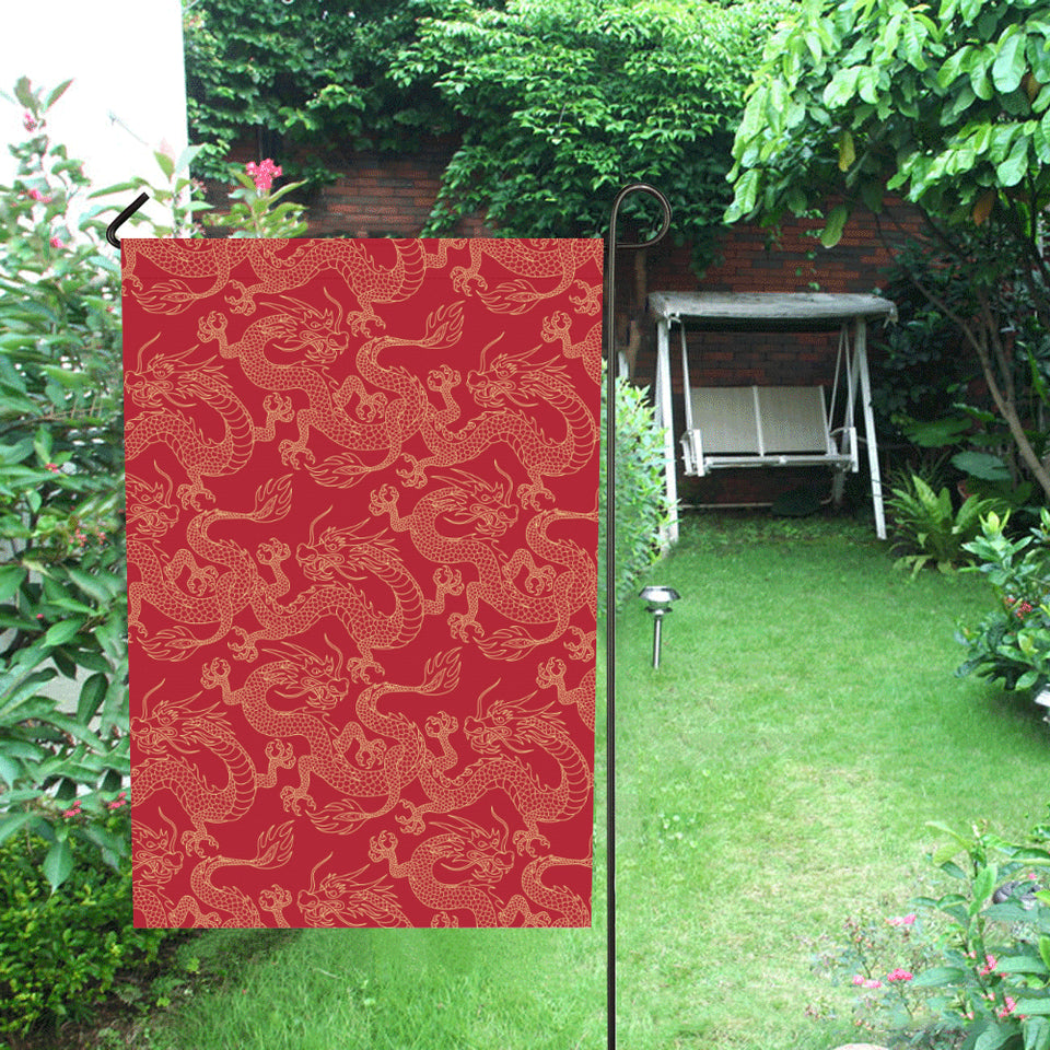 Gold dragons red background House Flag Garden Flag