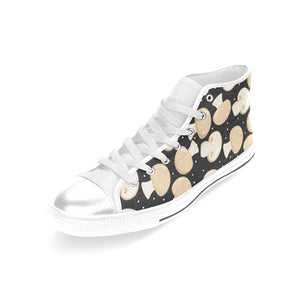 Champignon mushroom pattern Women's High Top Canvas Shoes White