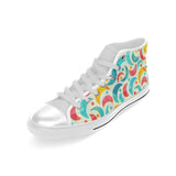 Colorful moon pattern Men's High Top Canvas Shoes White