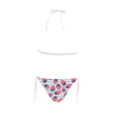 Strawberry pattern blue lines background Sexy Bikinis Two-Piece Swimsuits