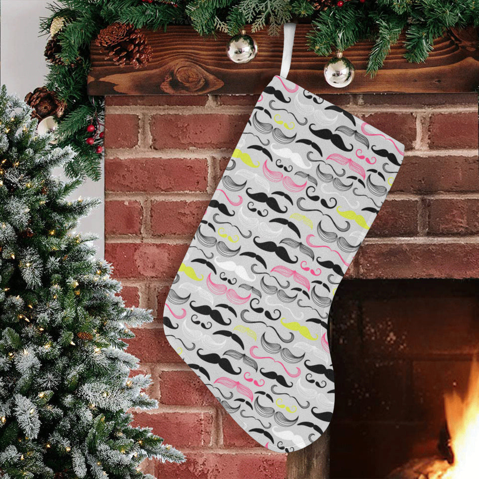 Mustache Beard Pattern Print Design 02 Christmas Stocking