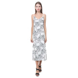 Cute french bulldog head pattern V-Neck Open Fork Long Dress