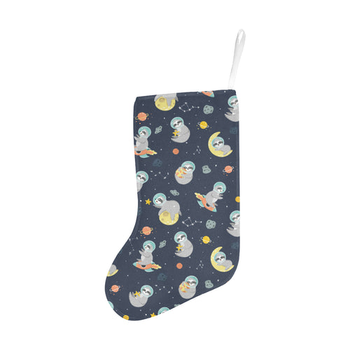 Cute sloth astronaut star planet rocket pattern Christmas Stocking