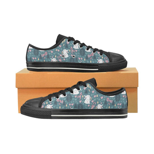Cute rabbit pattern Kids' Boys' Girls' Low Top Canvas Shoes Black