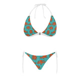 Octopus turquoise background Sexy Bikinis Two-Piece Swimsuits