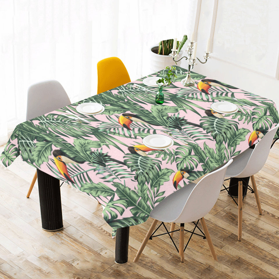 Toucan tropical green jungle palm pattern Tablecloth