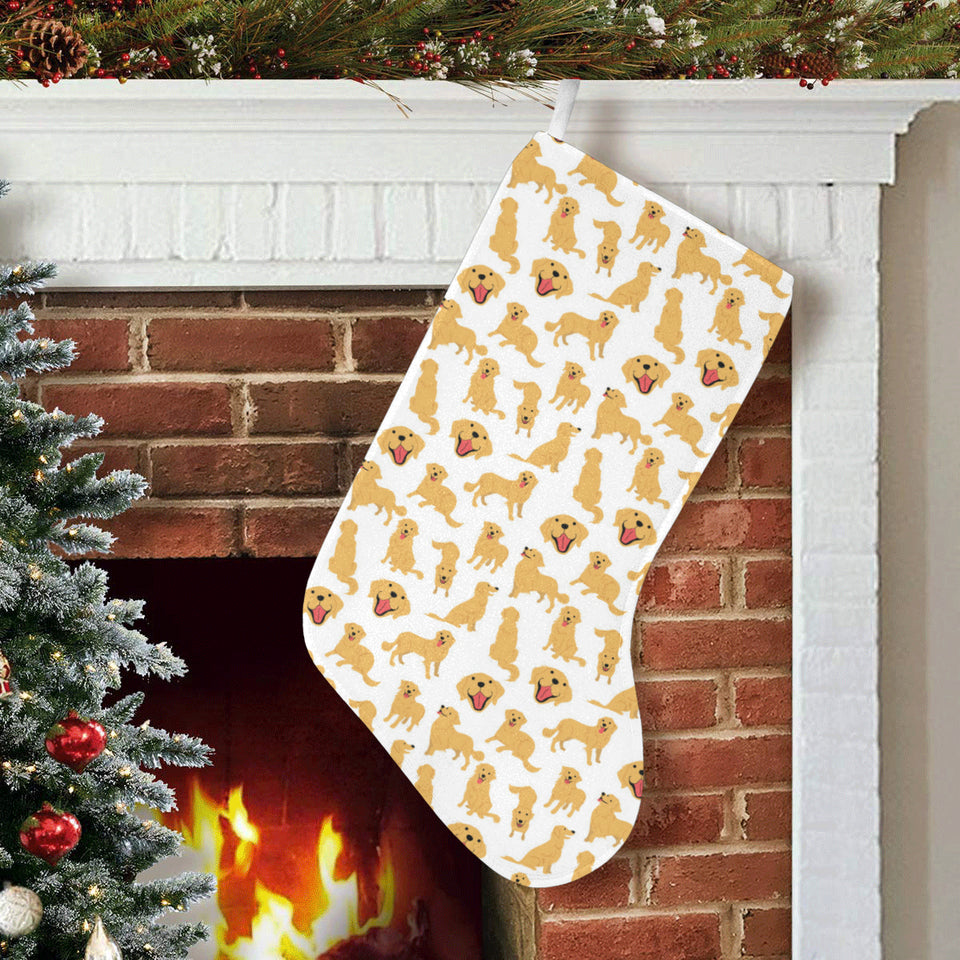 Golden Retriever Pattern Print Design 05 Christmas Stocking