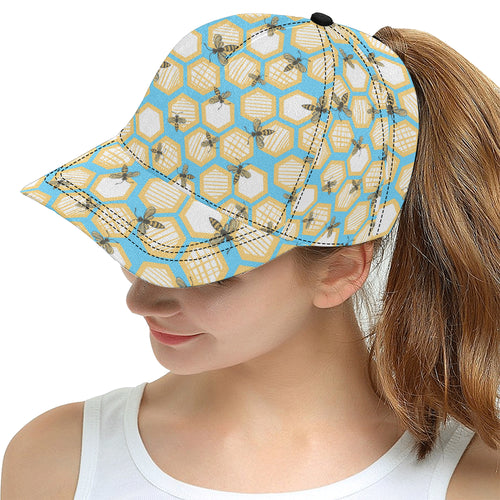 Bee honeycomb pattern All Over Print Snapback Cap